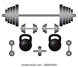 items for bodybuilding exercises on a white background