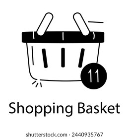 Items count in shopping basket, linear style icon 