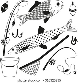 items for fishing and catching a fish