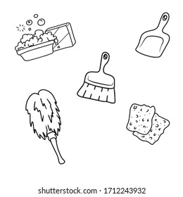 Items for glass washing,isolated on a white background. The concept of ecology and the world day of clean-up.