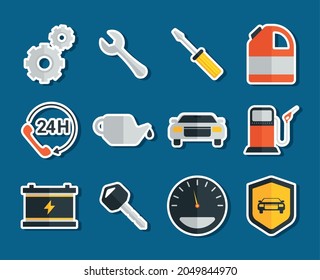 grupo de artículos de servicio de coches