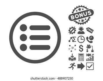 Items icon with bonus images. Vector illustration style is flat iconic symbols, gray color, white background.