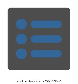 Items icon from Primitive Buttons OverColor Set. This rounded square flat button is drawn with cobalt and gray colors on a white background.