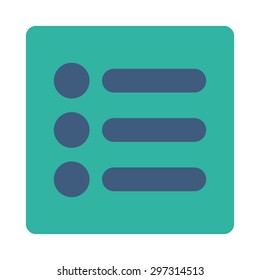 Items icon from Primitive Buttons OverColor Set. This rounded square flat button is drawn with cobalt and cyan colors on a white background.
