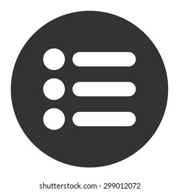 Items icon from Primitive Round Buttons OverColor Set. This round flat button is drawn with white and gray colors on a white background.