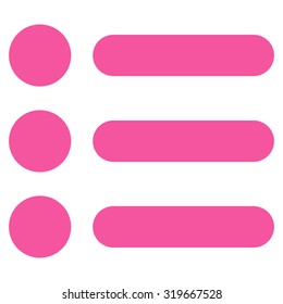 Items icon from Primitive Set. This isolated flat symbol is drawn with pink color on a white background, angles are rounded.