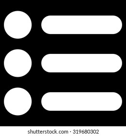 Items icon from Primitive Set. This isolated flat symbol is drawn with white color on a black background, angles are rounded.