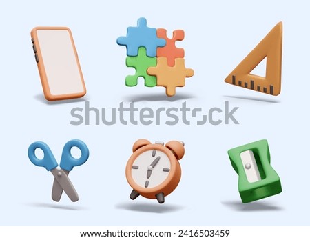 Items for learning and entertainment. Concept of modern school