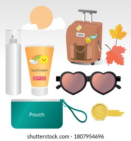 Items needed for travel. travel goods