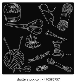Items for needlework, vector, sketch