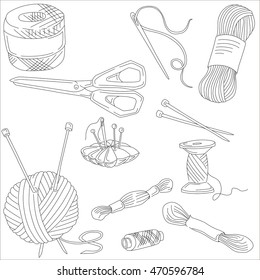 Items for needlework, vector, sketch