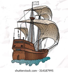 Temas sobre el tema marino. Elementos dibujados a mano.