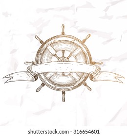 Items on the marine theme. Hand drawn elements.