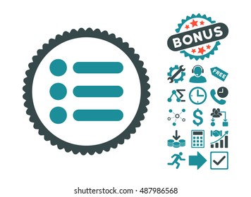 Items pictograph with bonus pictures. Vector illustration style is flat iconic bicolor symbols, soft blue colors, white background.
