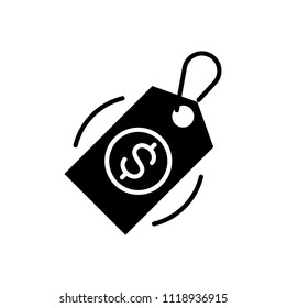 Item's price black icon concept. Item's price flat  vector symbol, sign, illustration.