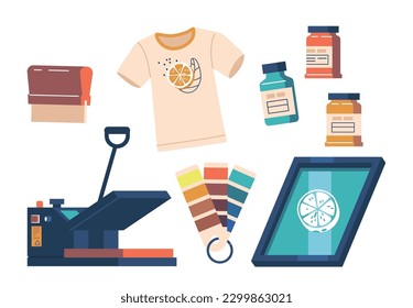 Items For Printing On T-shirts Includes Paints, Inks, Color Palette, Heat Press Machine, Tablet Pc Ideal For Customizing