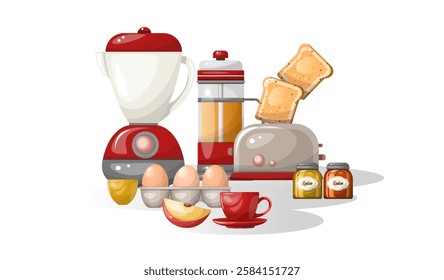 Items and products for cooking. Hand drawn illustration. Isolate, vector