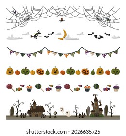 Items related to Halloween and the cityscape are arranged in a line to make it easier to use. The colorful color scheme prevents you from becoming too scared.