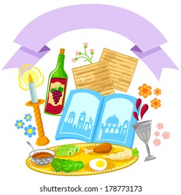 items related to Passover with a decorative blank banner