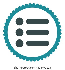 Items round stamp icon. This flat vector symbol is drawn with soft blue colors on a white background.