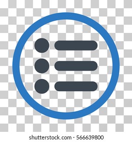 Items rounded icon. Vector illustration style is flat iconic bicolor symbol inside a circle, smooth blue colors, transparent background. Designed for web and software interfaces.