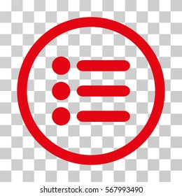 Items rounded icon. Vector illustration style is flat iconic symbol inside a circle, red color, transparent background. Designed for web and software interfaces.