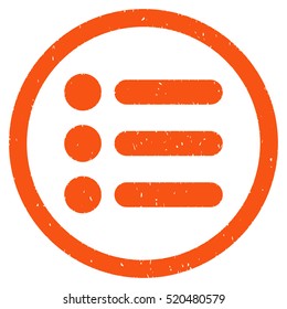 Items rubber seal stamp watermark. Icon vector symbol with grunge design and dirty texture. Scratched orange ink sign on a white background.