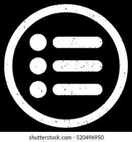 Items rubber seal stamp watermark. Icon vector symbol with grunge design and corrosion texture. Scratched white ink sign on a black background.
