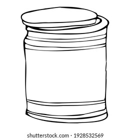 elementos de almacenamiento: burak. lata de corteza de abedul. Gráficos dibujados a mano, vector.