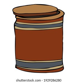 items for storage: burak. birch bark can. Hand drawn graphics, vector.