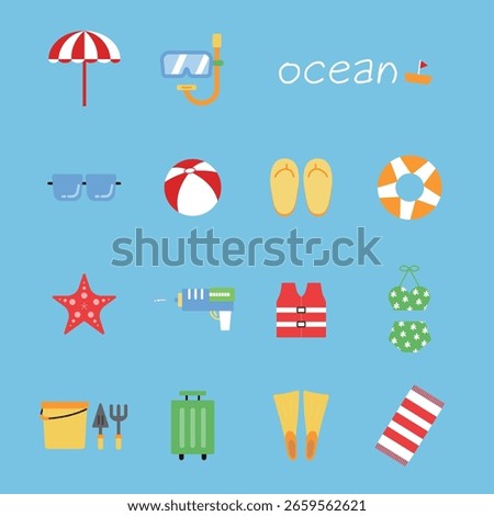 Items for a summer beach vacation