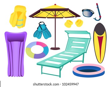Items for summer vacation, vector illustration