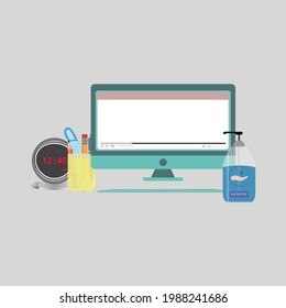 items for training work during quarantine vector illustration