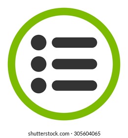 Items vector icon. This rounded flat symbol is drawn with eco green and gray colors on a white background.