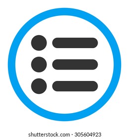 Items vector icon. This rounded flat symbol is drawn with blue and gray colors on a white background.