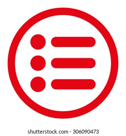 Items vector icon. This rounded flat symbol is drawn with red color on a white background.