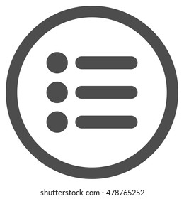 Items vector rounded icon. Image style is a flat icon symbol inside a circle, gray color, white background.