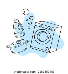 Items for washing clothes. Vector illustration isolated on white background.