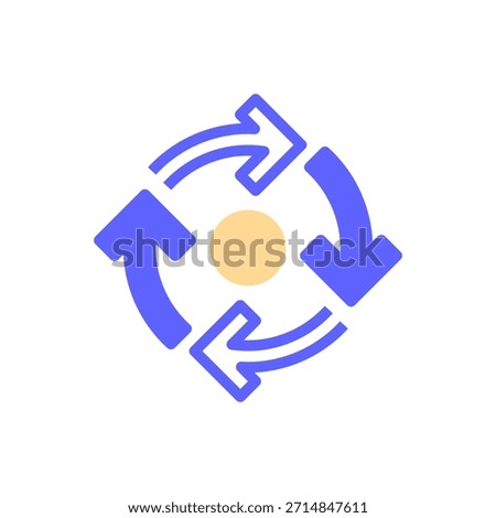 Iteration Cycle Line Icon, Outline Symbol for Process Repetition, Continuous Improvement, Development Loop, Refinement Stage, and Evolutionary Steps. Vector Sign Icon.