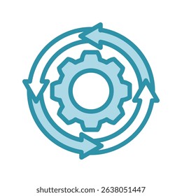 Iteration Cycle mini illustration dual tone color icon, use for research and development, education, industry, UI, UX kit, app and web development, digital or print.