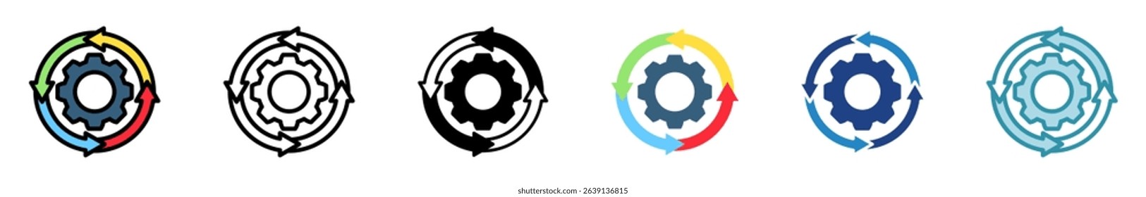 Iteration Cycle multi style, mini illustration icon set. outline, flat, glyph, line color. vector for UI, UX, app, web, digital or print, related to education, business, research and development.