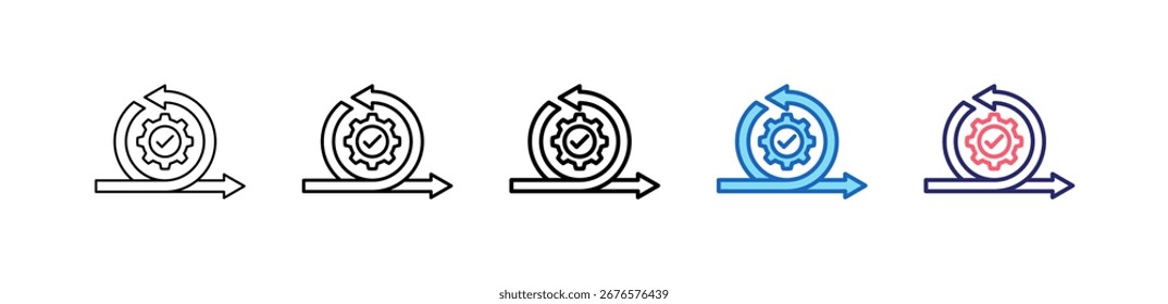Iteration Icon In 5 Different Styles Set Collection.