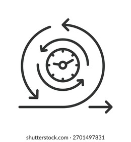 Icono de iteración en diseño de línea. iteración, proceso, ciclo, ágil, mejora, desarrollo, flujo de trabajo en Vector de fondo blanco. Icono de trazo editable de iteración