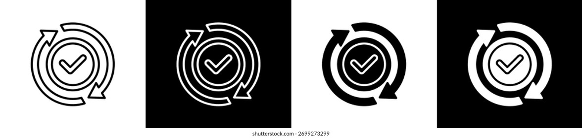 Iteration icon variations in line and glyph style on black and white background