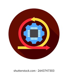 Iteration mini illustration rounded flat color icon, use for machine learning, education, technology industry, UI, UX kit, app and web development, digital or print.