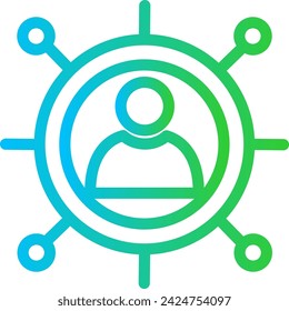 Icono de desarrollo de proyectos de iteración con estilo de contorno de degradado azul y verde. desarrollo, proceso, negocio, ciclo, estrategia, metodología, gestión. Ilustración vectorial