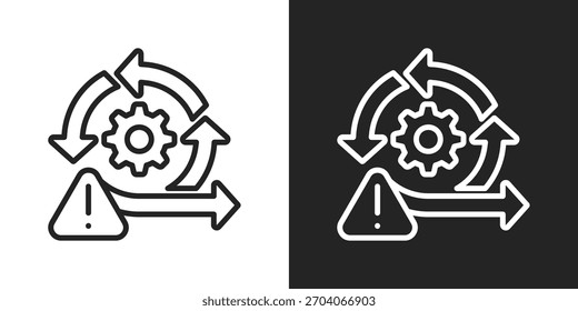Icono De Iteraciones En Versión De Línea Sobre Fondo Blanco Y Negro