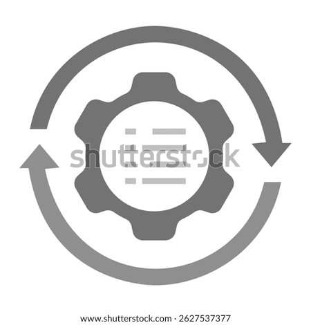 Iterative Prompting Icon. Gear with circular arrows and prompt lines representing feedback loop, model tuning, or AI refinement process.