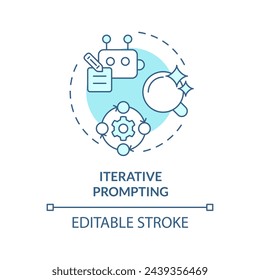 Iterative prompting soft blue concept icon. Prompt engineering technique. Elaborate topic. Follow up questions. Round shape line illustration. Abstract idea. Graphic design. Easy to use in article