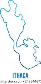 Ithaca greek island simpified outline blue gradient map 